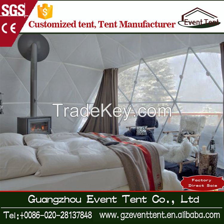 heat system PVC geodesic dome tent for cold area