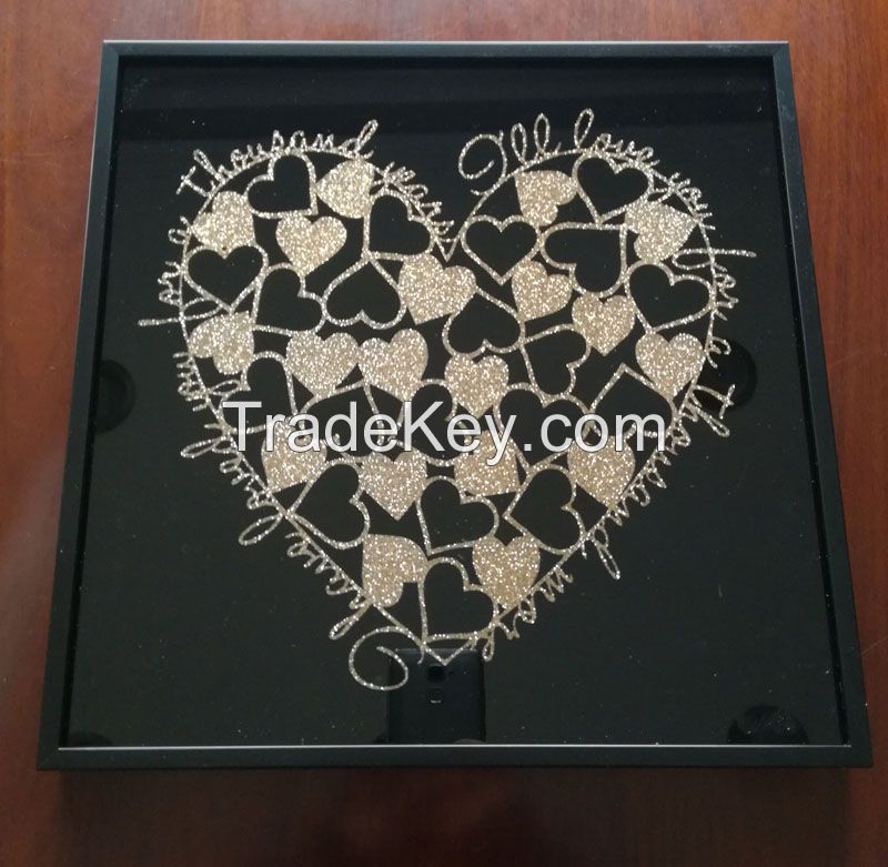 Valentine's Day Heart Print Frame Glass Cover hanging wall frame art