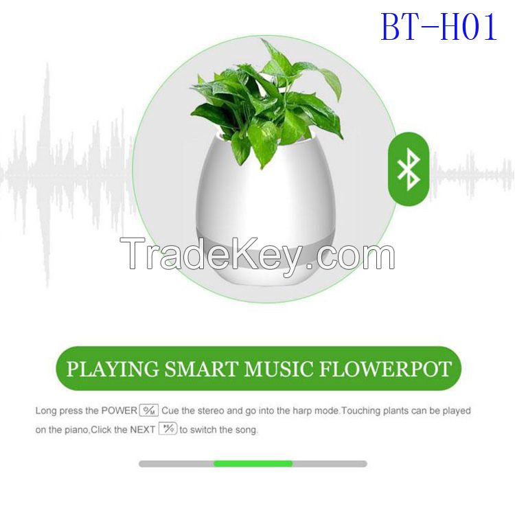 Creative Smart Bluetooth Speaker Music Flower Pots Home Office Decoration Green Plant Music Vase Music Green Plant Touch Induction