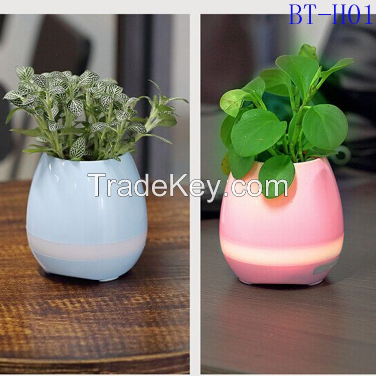 Smart LED Wireless Bluetooth Speaker Music Flower Pot Touch Plant Speaker Wireless Smart Lounspeaker for Anxiety Stress Relief Gift