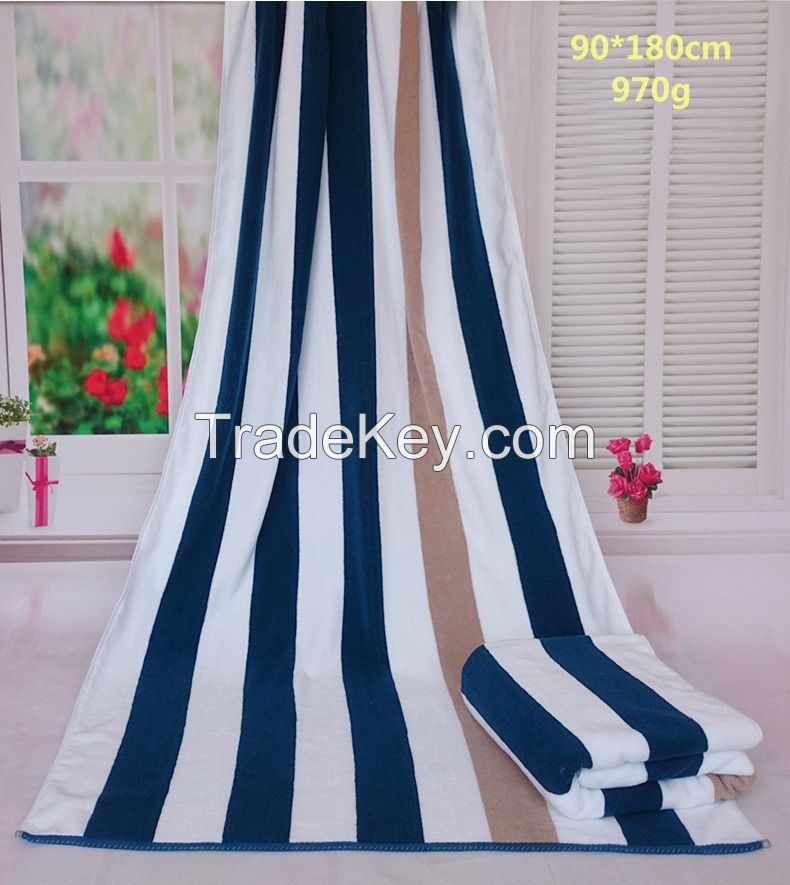 100% Cotton Organic Expanding Stripe Beach Blanket Towel