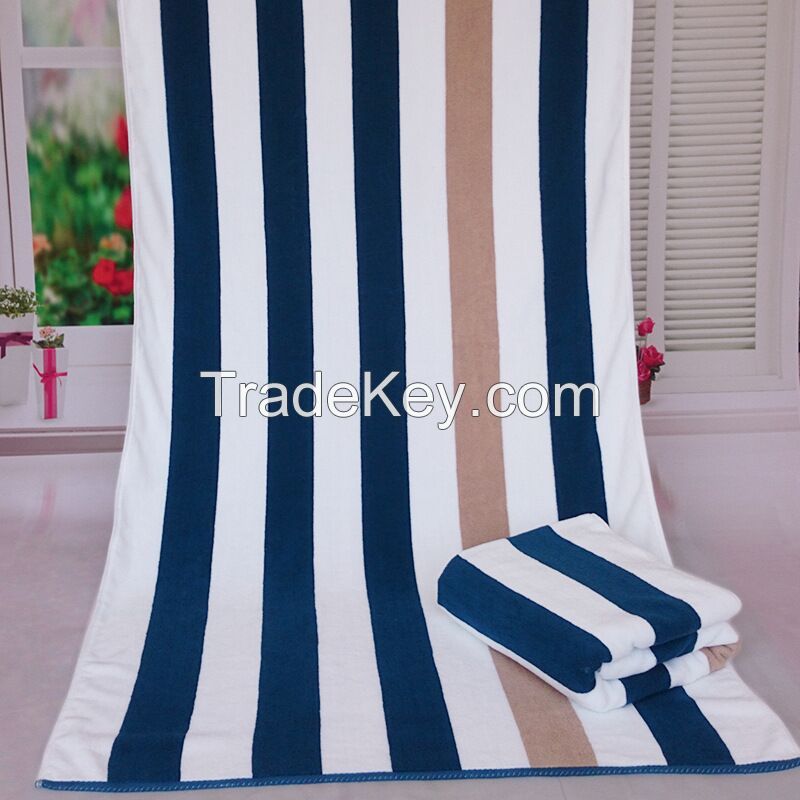 100% Cotton Organic Expanding Stripe Beach Blanket Towel