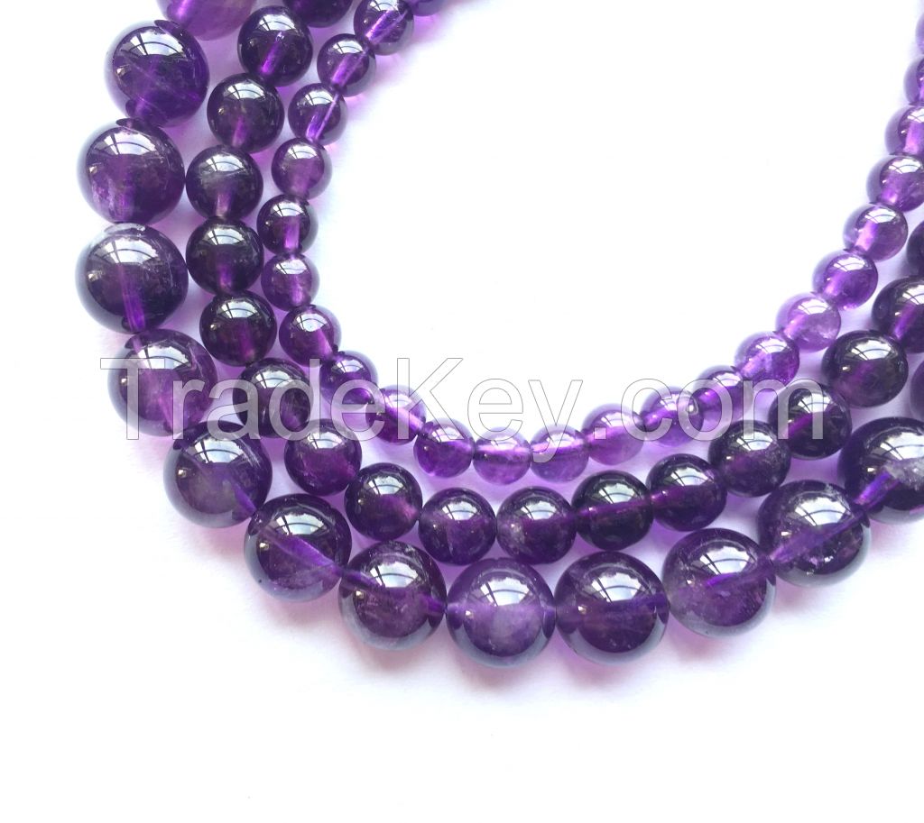 Natural Round Amethyst Semiprecious Gemstone for Jewelry Making