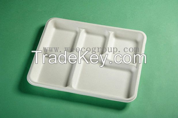 Biodegraded Disposable Sugarcane Bagasse Tray