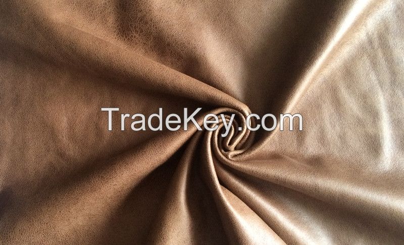 Foiled microfiber sythetic suede fabric bonded artificial fleece for sofa/chair cover