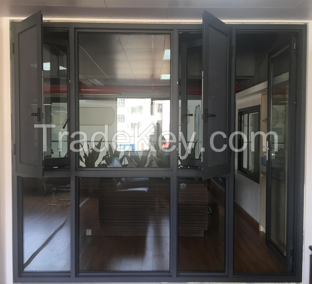 aluminium swing window with security net for residence