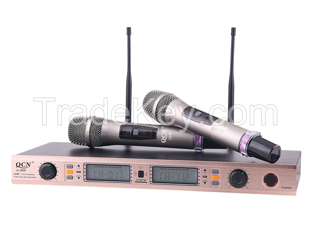 Most popular UHF wireless Dynamisches Mikrofon sets Q-2000 handheld microphone with stable quality