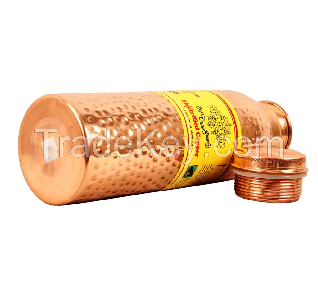 Copper Hammered Leak Proof Bottle 1000 ML