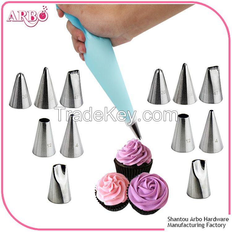 FDA LFGB certificated 16pcs Icing Piping Nozzles Pastry Tips Cake Cupcake Decorating Diy Tool Box Set