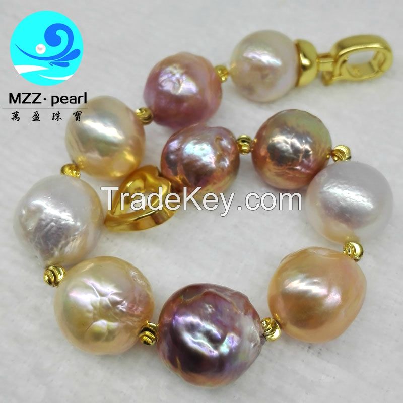 13-15mm large size multiple color freshwater pearl bracelets jewelry