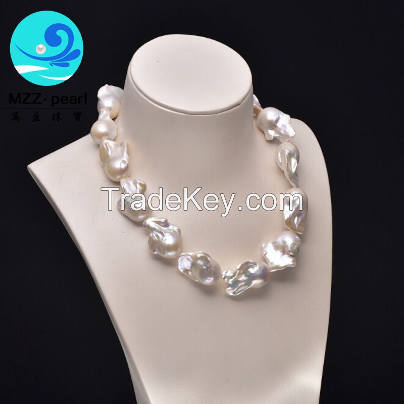 2017 new arrival 18x22mm large baroque pearl strands necklace for women