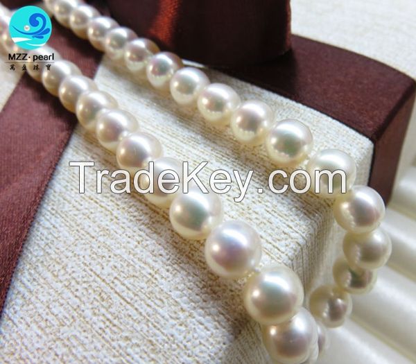 chinese freshwater real pearl strand necklace wedding decoration,8-9mm size ,high luster