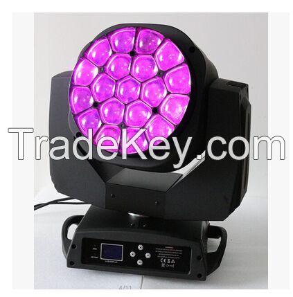 changeable emitting color 17 channel 19*15w big bee eye 4in1 rgbw moving head light 