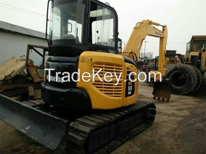 Used Mini Excavator komatsu PC55MR Mini Excavator Japan with swing boom and rubber pads