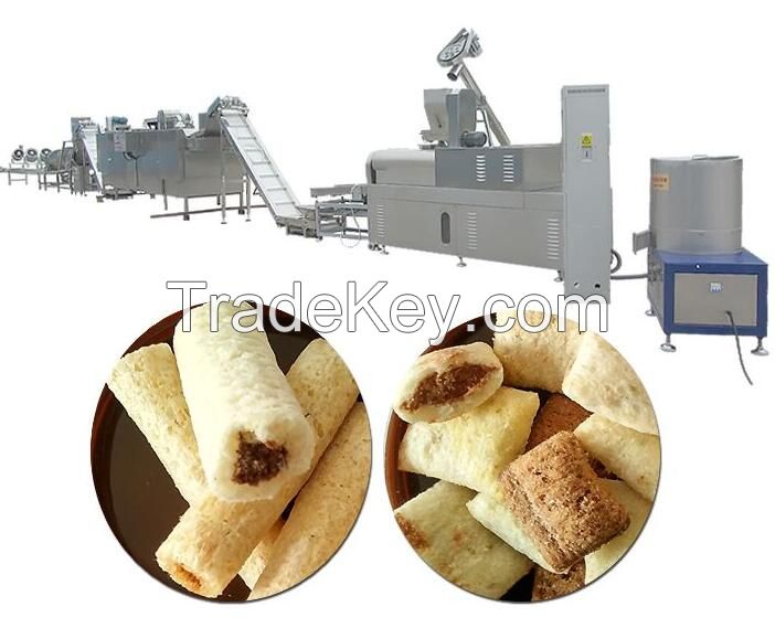 Hot sale all kinds puffed food food making machine/core filling snack production line