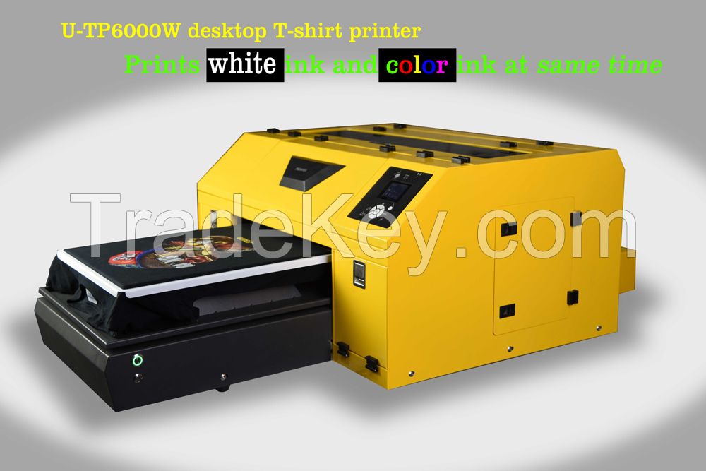 Fast and big digital prints white and color inks at same time DTG printer