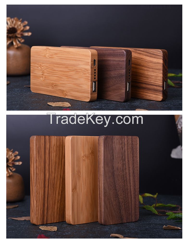 High capacity wood 4000-8000 mAh power banks, health and environmental gifts