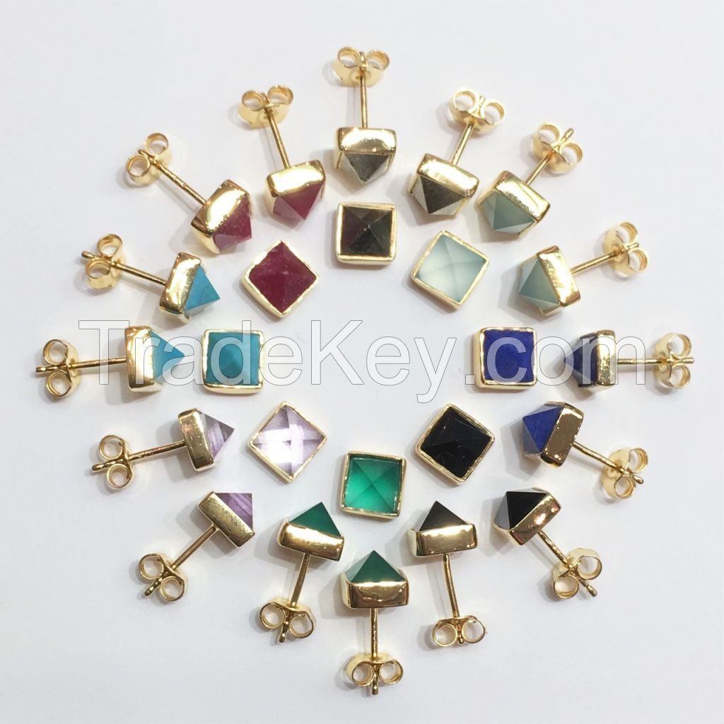 Gemstone Stud Earring