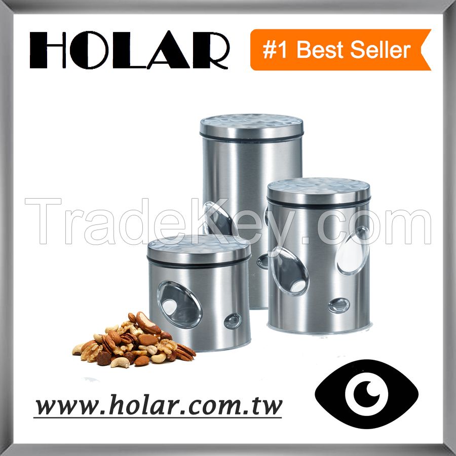 [Holar] Stainless Steel Canister Set with Easyviewing Window Made in Taiwan