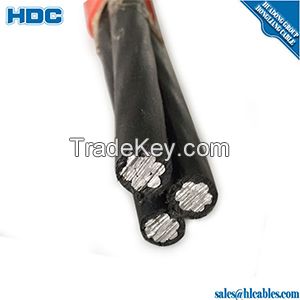 3 core aluminum abc aerial bundle cable Triplex service drop cable