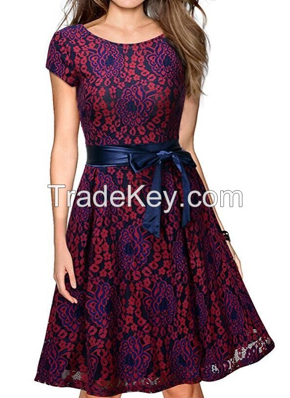 Women cotton lace short dress