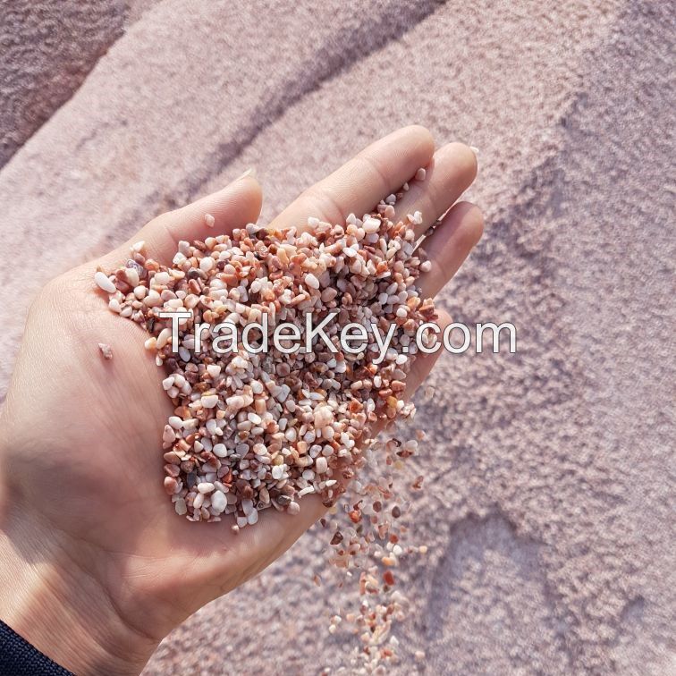 Pink tumbled stone for construction and decoration