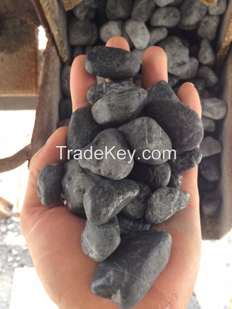 Black tumbled stone for garden decor and home decor