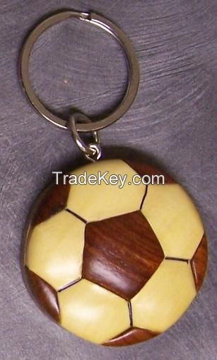 Intarsia wooden keychains