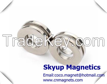 Ring magnets with counter sunk hole used in door catch  