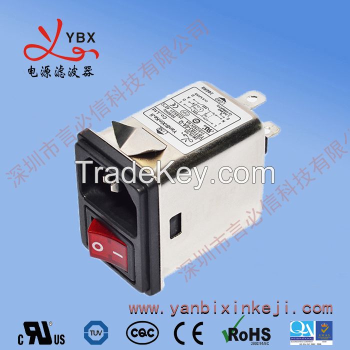 Manufacturer 115V/250V 6A IEC 320 Socket EMC EMI Filter with Switch