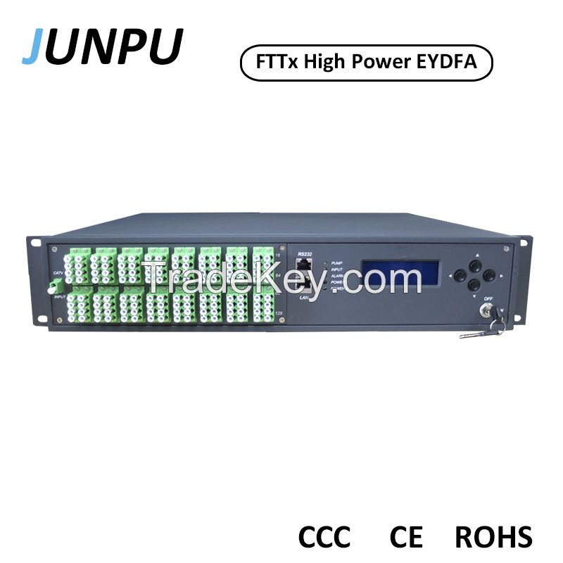 Junpu 8 outputs 22dbm Per Port FTTH High Optical Amplifier Price EYDFA Fiber Optic Amplifier PON EDFA WDM