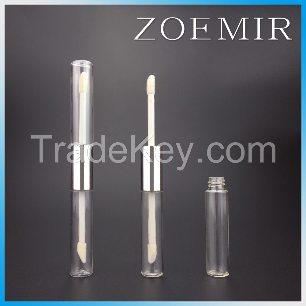 China alibaba supplier plastic tube clear bottle double end lip gloss container with free samples