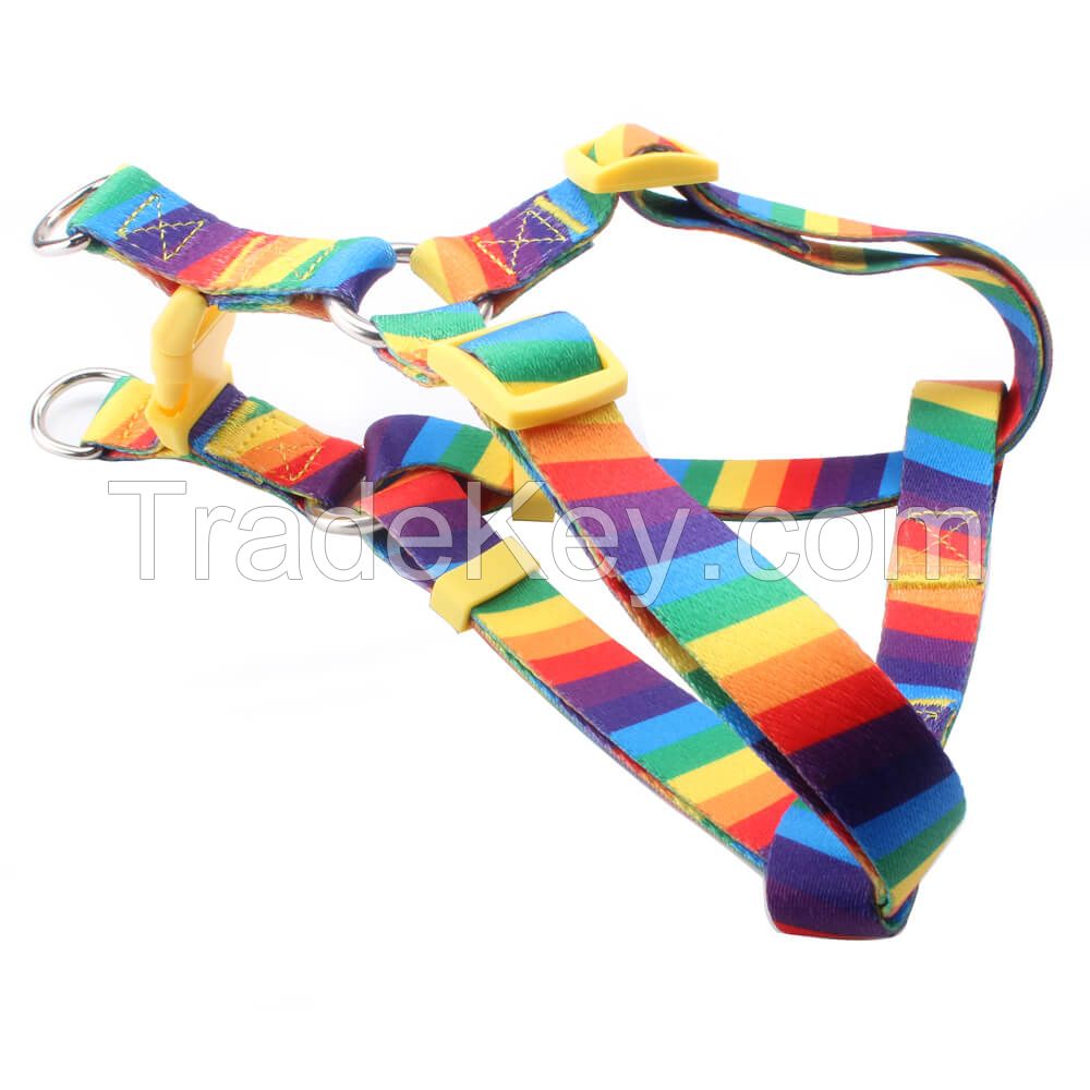 Dog walking harness: Hot sale best dog harness with rainbow logo supply