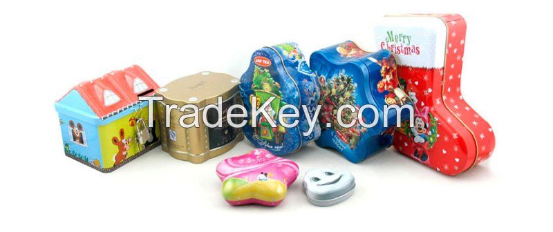 OEM factory supply tin food grade metal various shaped Christmas Gift tin box