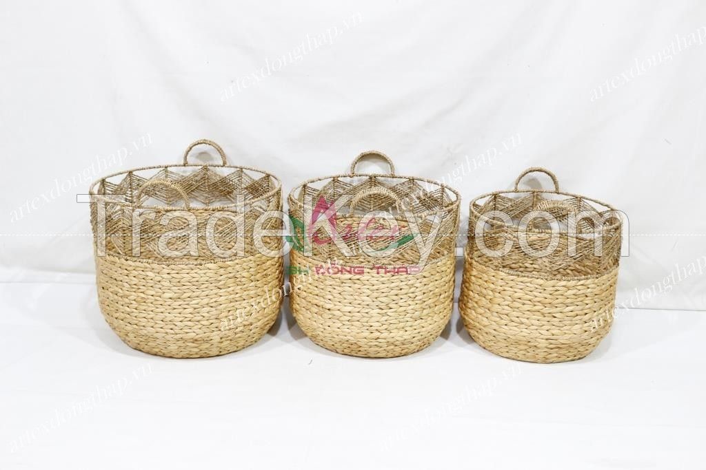 Vietnam handicraft Water Hyacinth Basket for Home Furniture-SD20249A-3NA