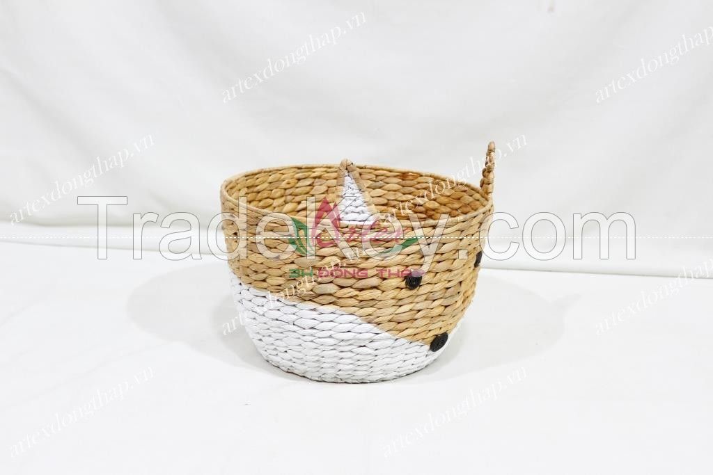 New design water hyacinth storage basket, animal basket for home decor-SD10728A-1MC