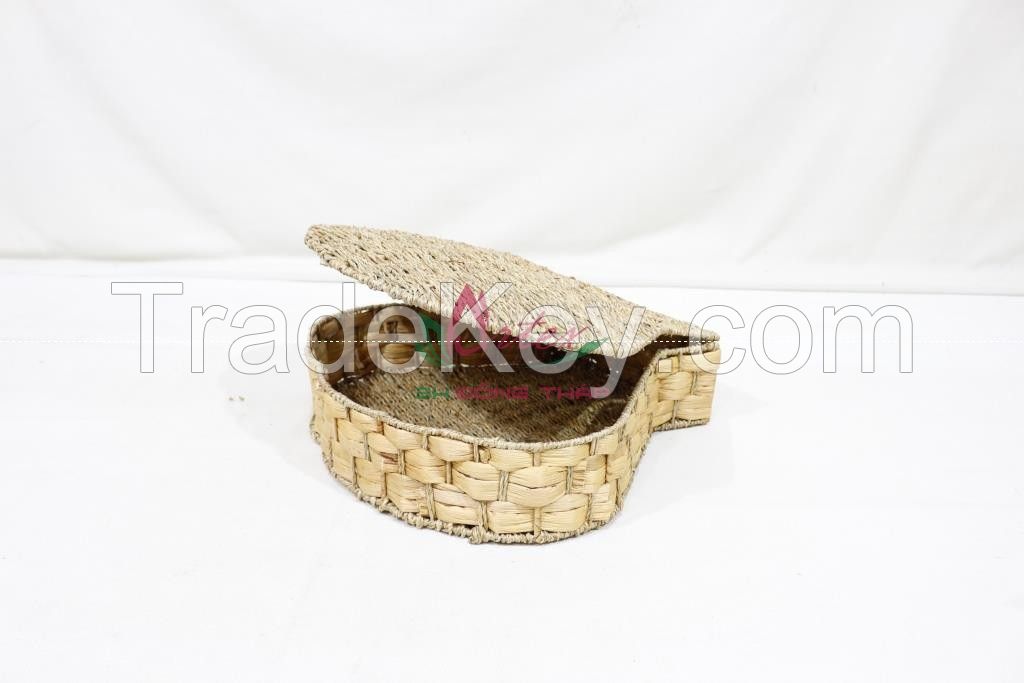 Handwoven water hyacinth tray for decor, mussel shape -SD10723A-1-1NA