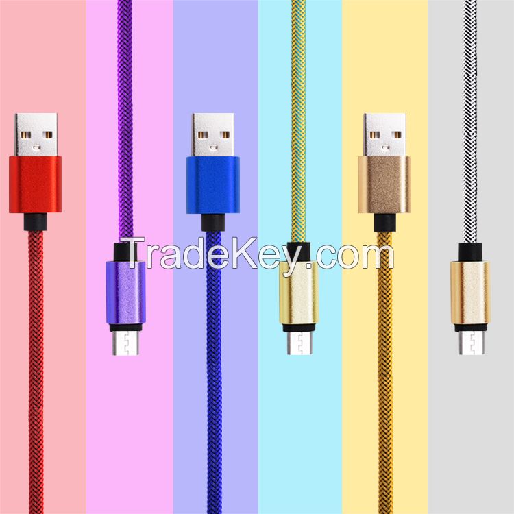 Fish net material smart charging colorful usb cable adapter cable for sale