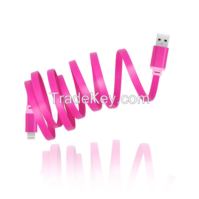 Colorful mobile charging cable usb electrical wire flat cable for smart phone