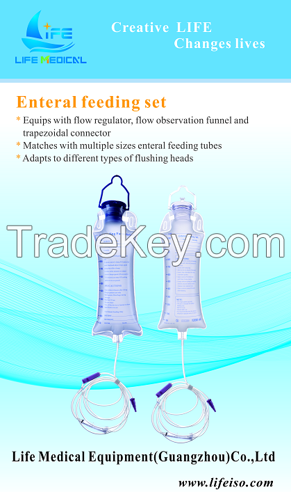 Enteral feeding bags, feeding sets