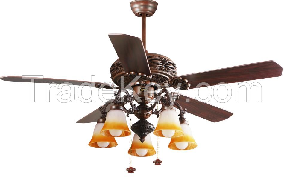 52 inch low profile flush mounted wood blade ceiling fan light pull cord control