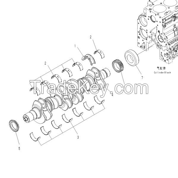 Excavator spare parts PC200-8 Diesel Engine Parts Crankshaft 6754-01-1310