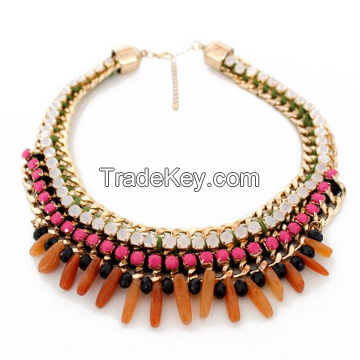 Semi-precious stone fashion jewelry charm necklace women gift