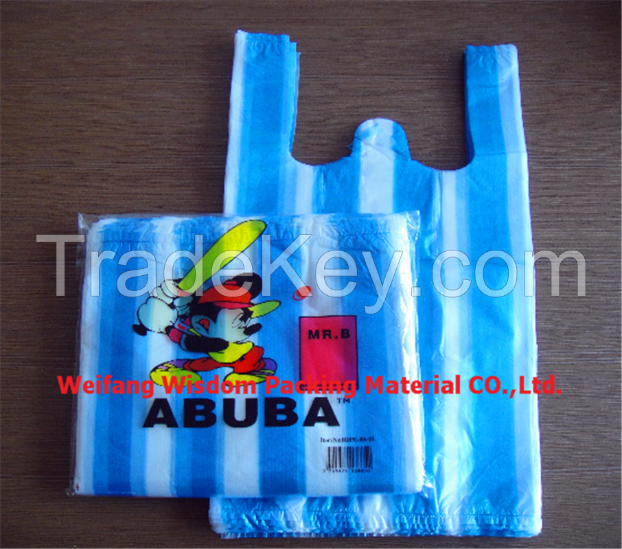 Plastic stripe T-shirt bags