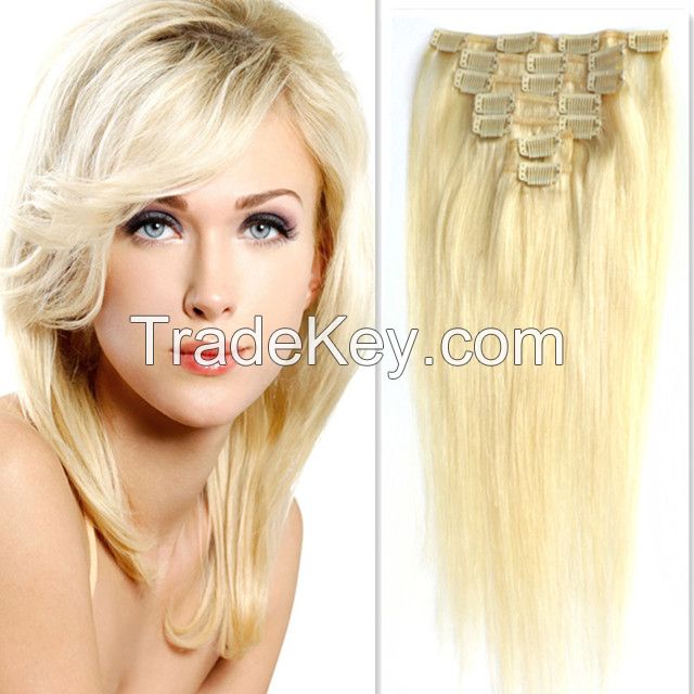 Wholesale Cuticle European Cheap 100 Human Blond Clip In Hair Extensio