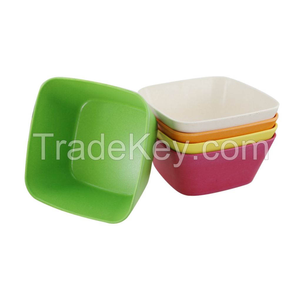 Bamboo fiber 26OZ Medium square salad bowl for biodegradable tableware