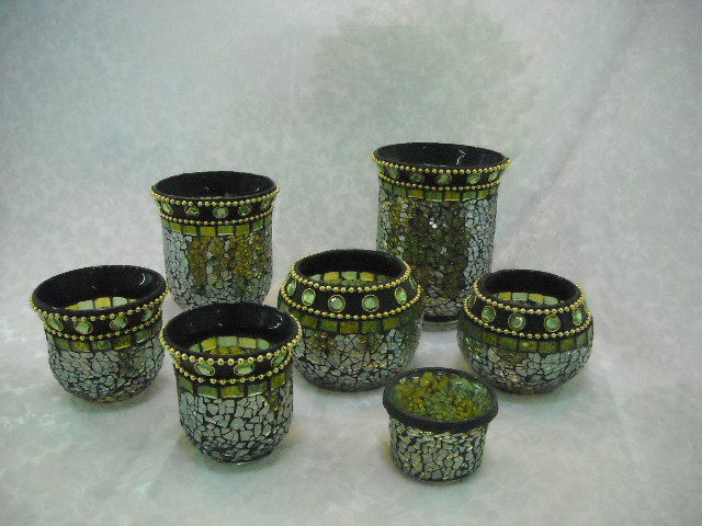 Mosaic Candle Holder (HJ-M-1366-G)