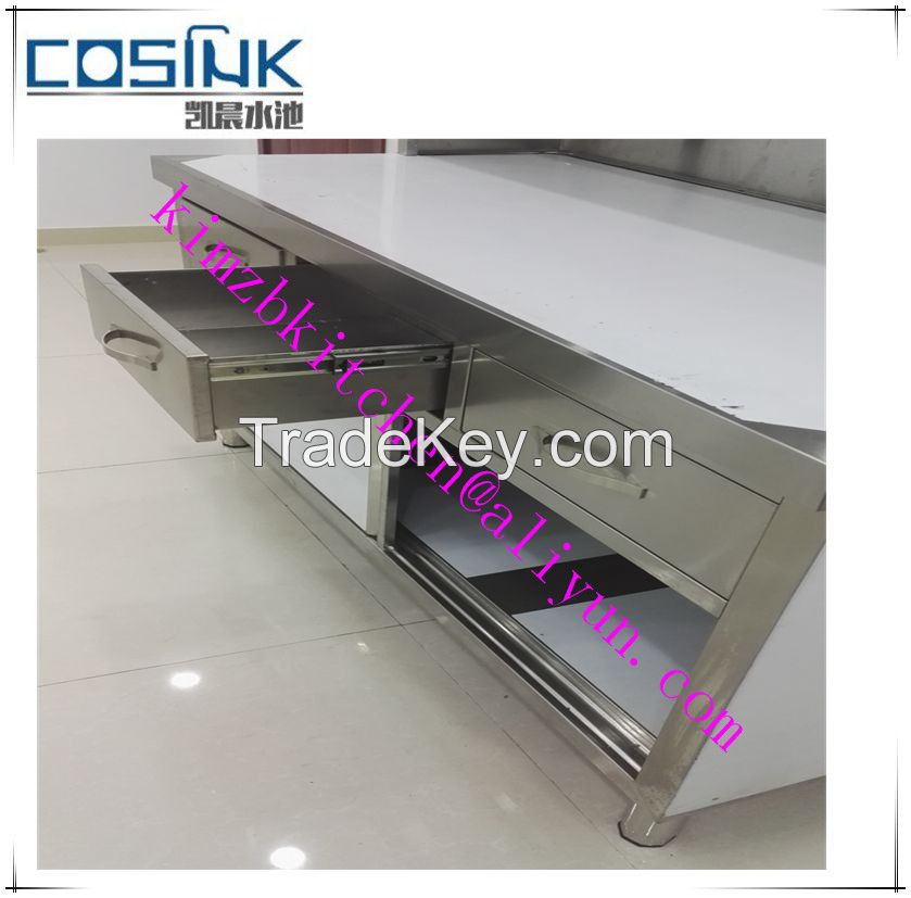 China OEM manufacture stainless steel commercial kitchen worktable with bottom shelf