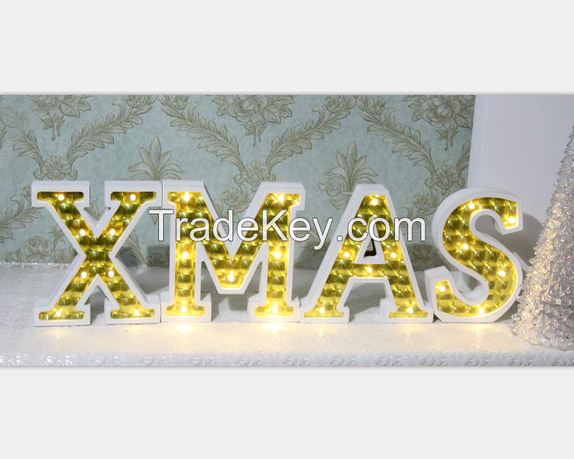 wooden customized party and event supplies xmas single led alphabet letter