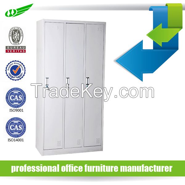 KD steel 3 doors metal Single Tier Ventilated Employee Lockers